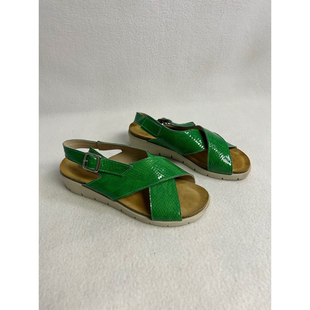 Boho Summer Eric Michael Womens 39 Green Snake Embossed Platform Sandals
